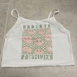 Trendy smiley white tank top